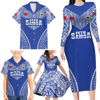 Fetu Samoa Rugby Custom Family Matching Long Sleeve Bodycon Dress and Hawaiian Shirt Go Champions LT05 - Polynesian Pride