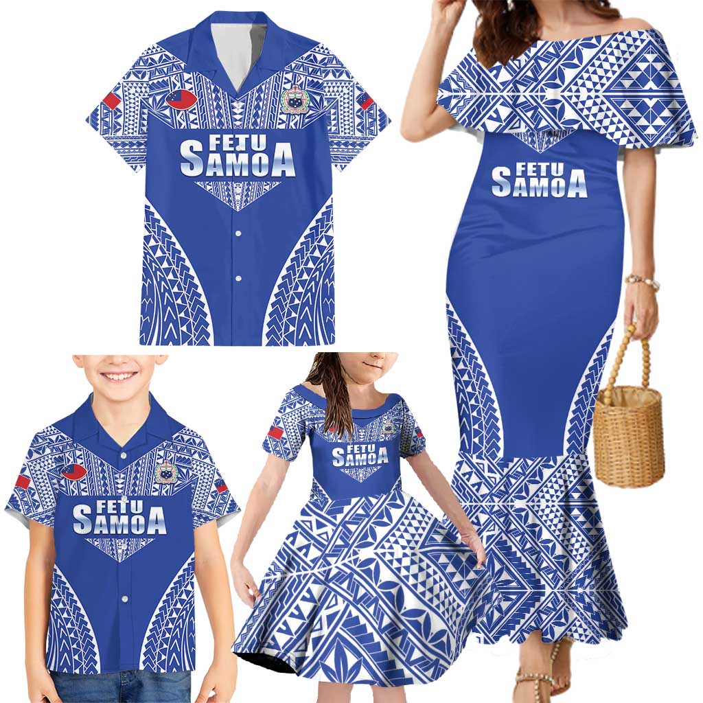 Fetu Samoa Rugby Custom Family Matching Mermaid Dress and Hawaiian Shirt Go Champions LT05 - Polynesian Pride