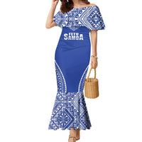 Fetu Samoa Rugby Custom Family Matching Mermaid Dress and Hawaiian Shirt Go Champions LT05 Mom's Dress Blue - Polynesian Pride
