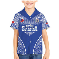 Fetu Samoa Rugby Custom Family Matching Mermaid Dress and Hawaiian Shirt Go Champions LT05 Son's Shirt Blue - Polynesian Pride