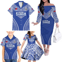 Fetu Samoa Rugby Custom Family Matching Off The Shoulder Long Sleeve Dress and Hawaiian Shirt Go Champions LT05 - Polynesian Pride