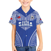 Fetu Samoa Rugby Custom Family Matching Off The Shoulder Long Sleeve Dress and Hawaiian Shirt Go Champions LT05 Son's Shirt Blue - Polynesian Pride