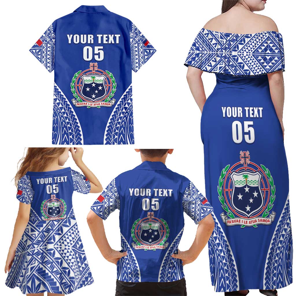 Fetu Samoa Rugby Custom Family Matching Off Shoulder Maxi Dress and Hawaiian Shirt Go Champions LT05 - Polynesian Pride
