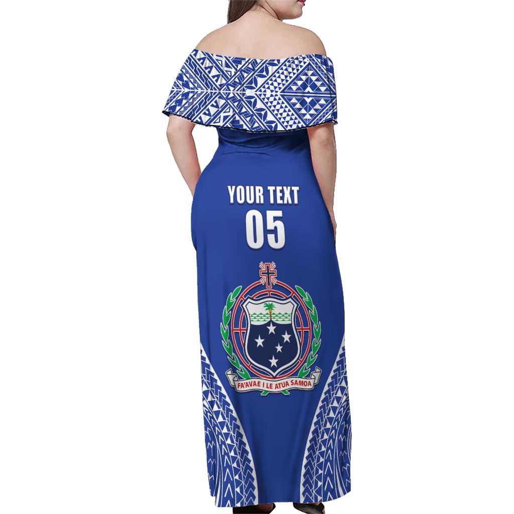 Fetu Samoa Rugby Custom Family Matching Off Shoulder Maxi Dress and Hawaiian Shirt Go Champions LT05 - Polynesian Pride