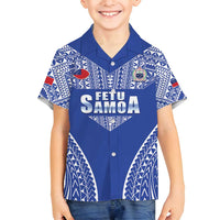 Fetu Samoa Rugby Custom Family Matching Off Shoulder Maxi Dress and Hawaiian Shirt Go Champions LT05 Son's Shirt Blue - Polynesian Pride