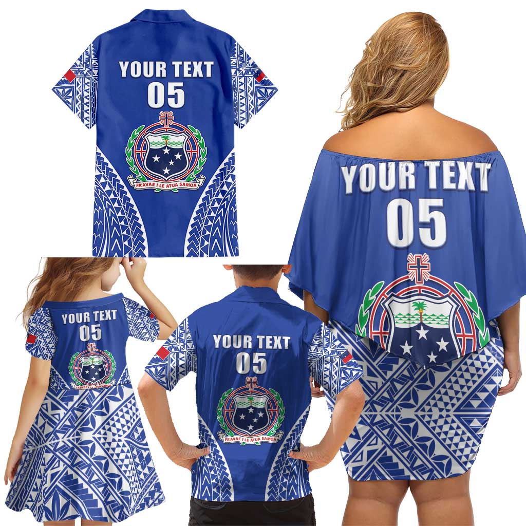 Fetu Samoa Rugby Custom Family Matching Off Shoulder Short Dress and Hawaiian Shirt Go Champions LT05 - Polynesian Pride