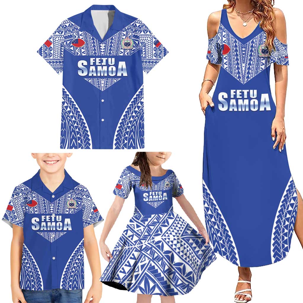 Fetu Samoa Rugby Custom Family Matching Summer Maxi Dress and Hawaiian Shirt Go Champions LT05 - Polynesian Pride