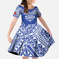 Fetu Samoa Rugby Custom Family Matching Tank Maxi Dress and Hawaiian Shirt Go Champions LT05 Daughter's Dress Blue - Polynesian Pride
