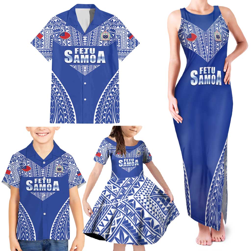 Fetu Samoa Rugby Custom Family Matching Tank Maxi Dress and Hawaiian Shirt Go Champions LT05 - Polynesian Pride
