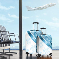 Blue Polynesian Tribal Turtle Floral Pattern Luggage Cover