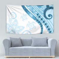 Blue Polynesian Tribal Turtle Floral Pattern Tapestry LT05 - Polynesian Pride