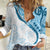 Blue Polynesian Tribal Turtle Floral Pattern Women Casual Shirt