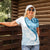 Blue Polynesian Tribal Turtle Floral Pattern Women Polo Shirt