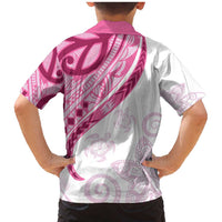 Rose Pink Polynesian Tribal Turtle Floral Pattern Family Matching Mermaid Dress and Hawaiian Shirt LT05 - Polynesian Pride