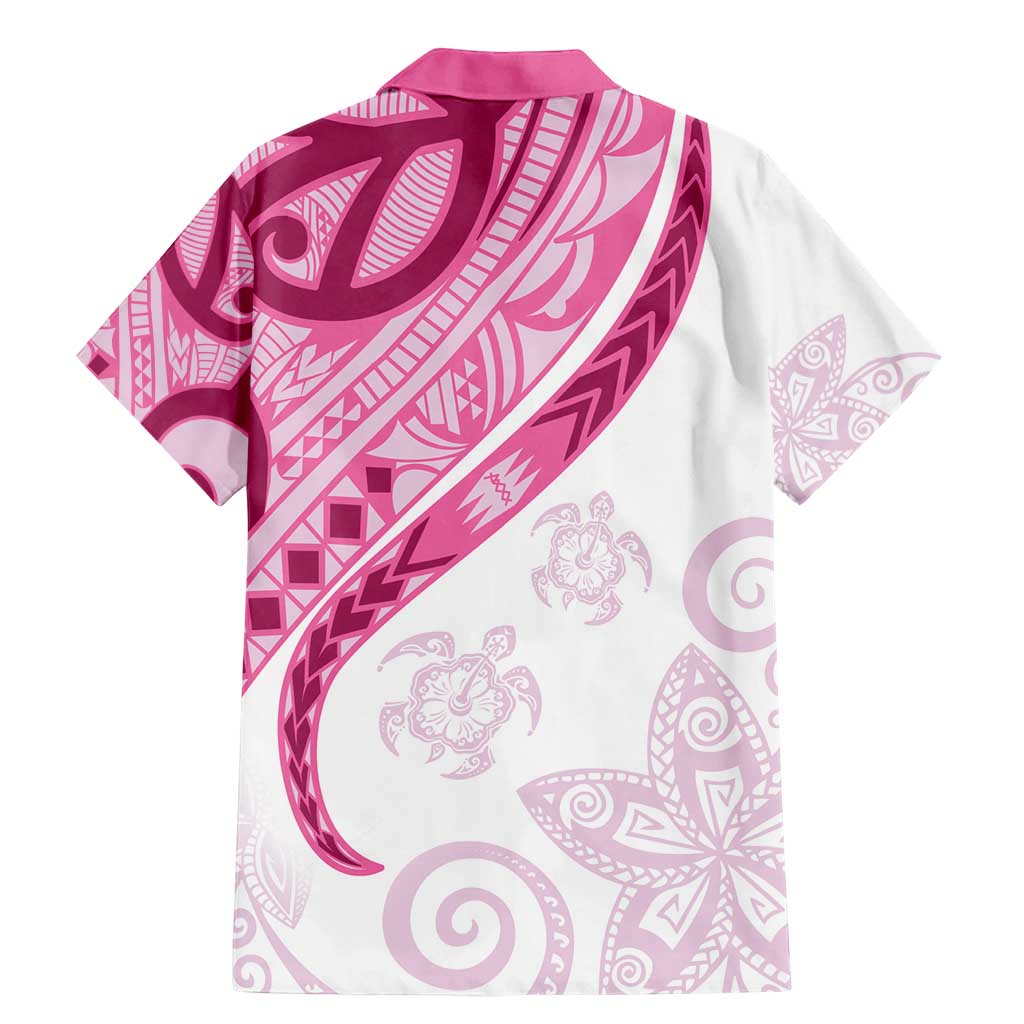 Rose Pink Polynesian Tribal Turtle Floral Pattern Family Matching Mermaid Dress and Hawaiian Shirt LT05 - Polynesian Pride
