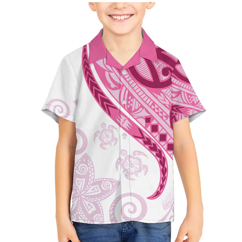 Rose Pink Polynesian Tribal Turtle Floral Pattern Family Matching Mermaid Dress and Hawaiian Shirt LT05 Son's Shirt Pink - Polynesian Pride