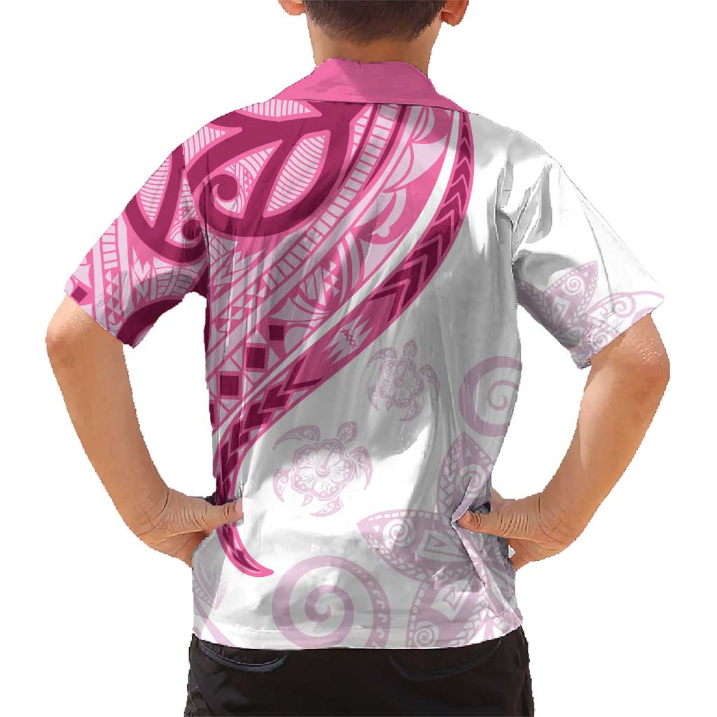 Rose Pink Polynesian Tribal Turtle Floral Pattern Family Matching Short Sleeve Bodycon Dress and Hawaiian Shirt LT05 - Polynesian Pride
