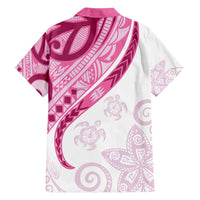 Rose Pink Polynesian Tribal Turtle Floral Pattern Family Matching Summer Maxi Dress and Hawaiian Shirt LT05 - Polynesian Pride