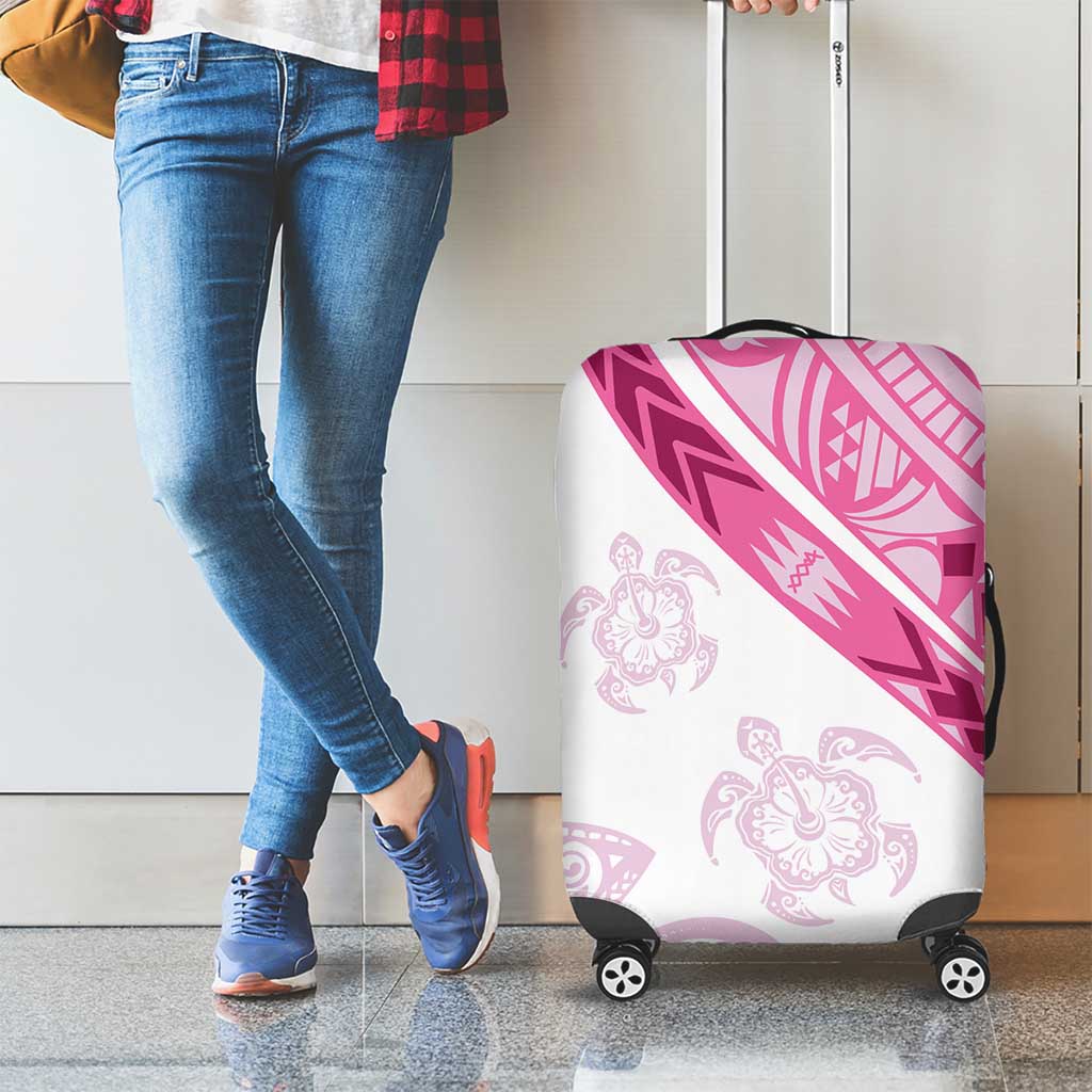 Rose Pink Polynesian Tribal Turtle Floral Pattern Luggage Cover LT05 - Polynesian Pride