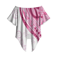 Rose Pink Polynesian Tribal Turtle Floral Pattern Off Shoulder Wrap Waist Top LT05 Pink - Polynesian Pride