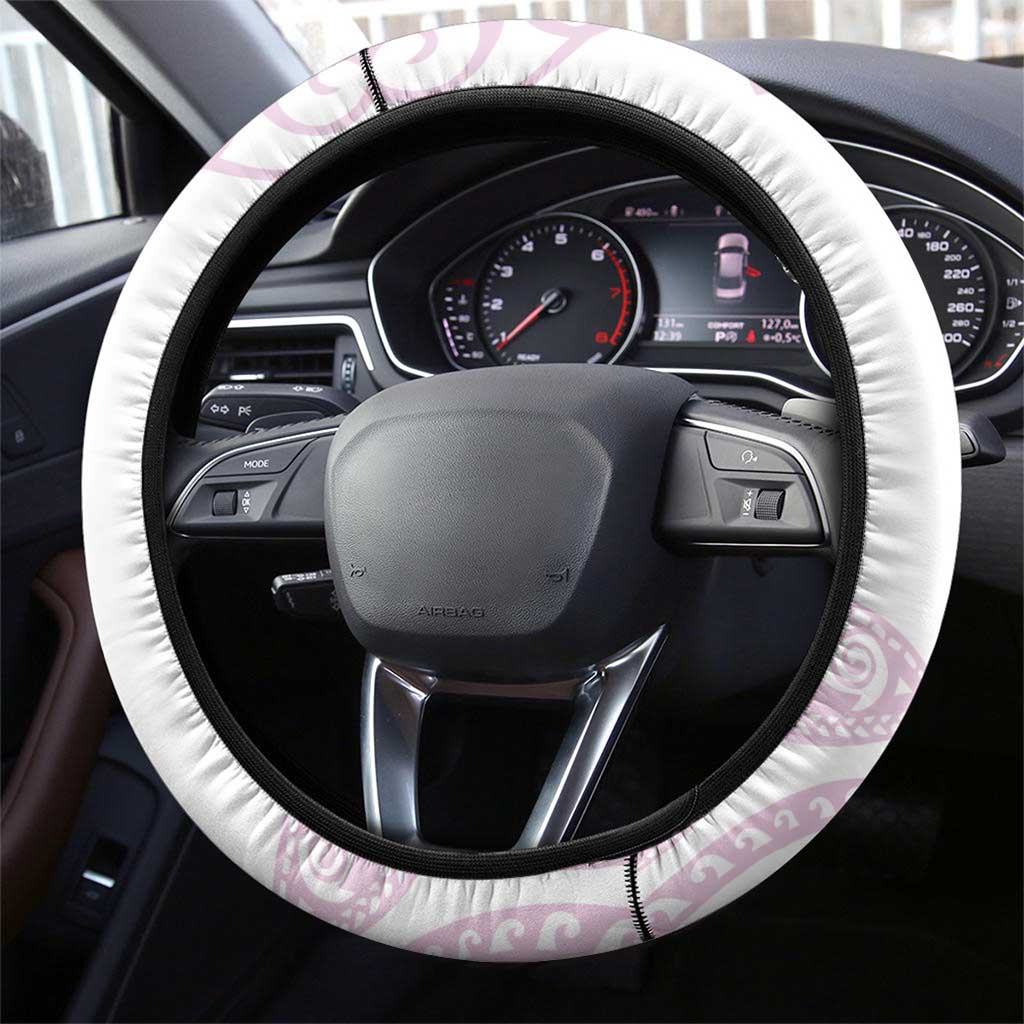 Rose Pink Polynesian Tribal Turtle Floral Pattern Steering Wheel Cover LT05 - Polynesian Pride