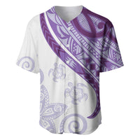 Purple Polynesian Tribal Turtle Floral Pattern Baseball Jersey LT05 Purple - Polynesian Pride