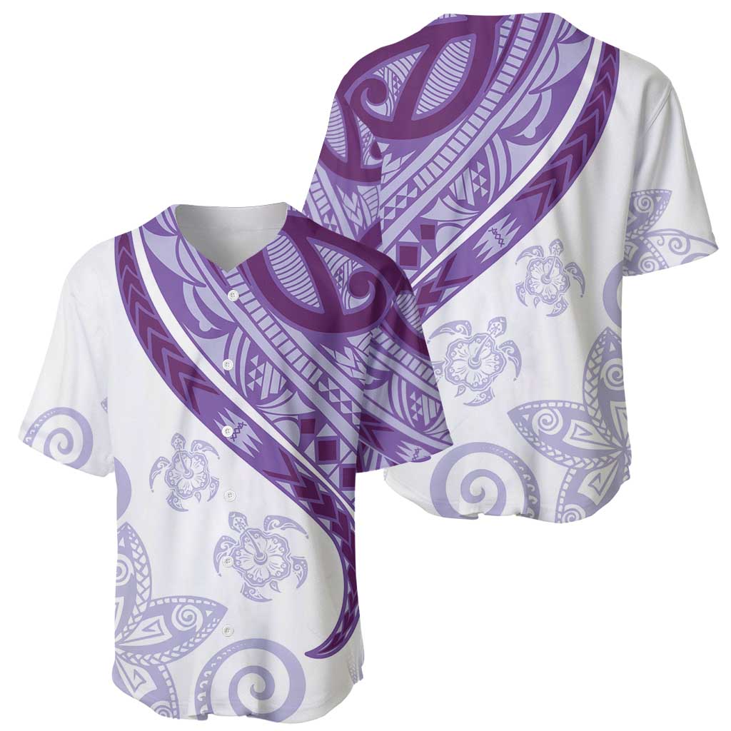 Purple Polynesian Tribal Turtle Floral Pattern Baseball Jersey LT05 - Polynesian Pride