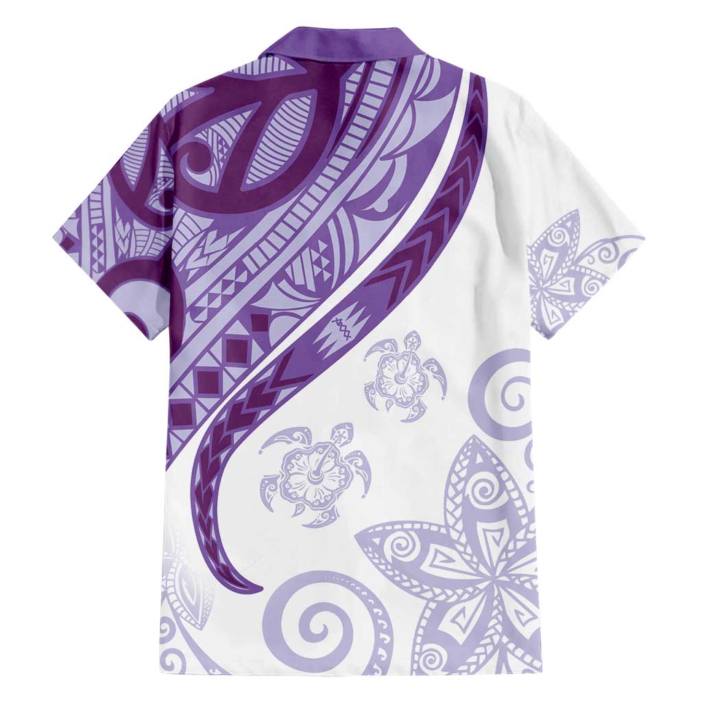 Purple Polynesian Tribal Turtle Floral Pattern Family Matching Long Sleeve Bodycon Dress and Hawaiian Shirt LT05 - Polynesian Pride
