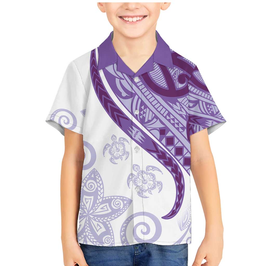 Purple Polynesian Tribal Turtle Floral Pattern Family Matching Mermaid Dress and Hawaiian Shirt LT05 Son's Shirt Purple - Polynesian Pride