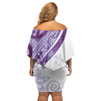 Purple Polynesian Tribal Turtle Floral Pattern Family Matching Off Shoulder Short Dress and Hawaiian Shirt LT05 - Polynesian Pride