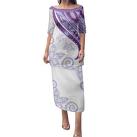 Purple Polynesian Tribal Turtle Floral Pattern Family Matching Puletasi and Hawaiian Shirt LT05 Mom's Dress Purple - Polynesian Pride