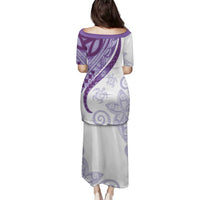 Purple Polynesian Tribal Turtle Floral Pattern Family Matching Puletasi and Hawaiian Shirt LT05 - Polynesian Pride