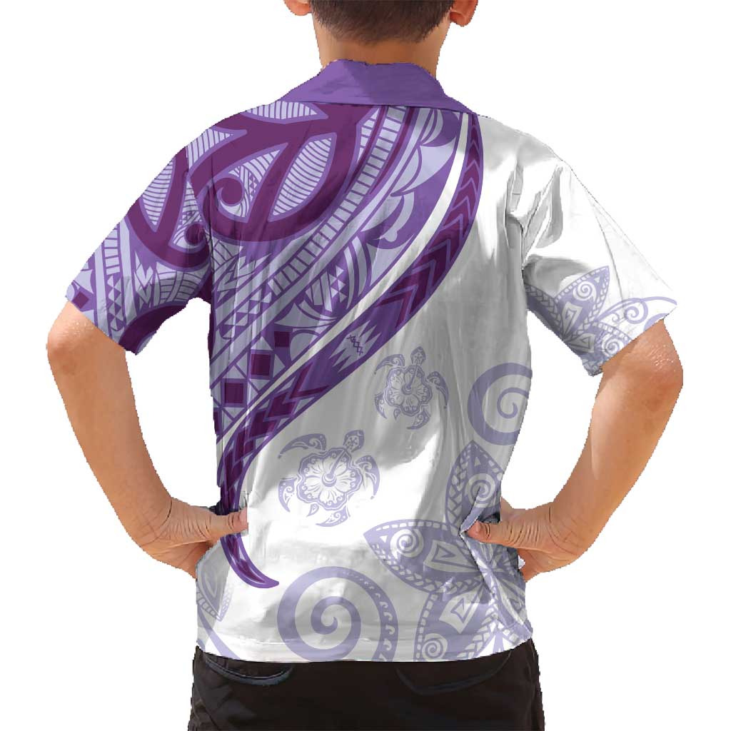 Purple Polynesian Tribal Turtle Floral Pattern Family Matching Summer Maxi Dress and Hawaiian Shirt LT05 - Polynesian Pride
