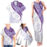 Purple Polynesian Tribal Turtle Floral Pattern Family Matching Tank Maxi Dress and Hawaiian Shirt LT05 - Polynesian Pride