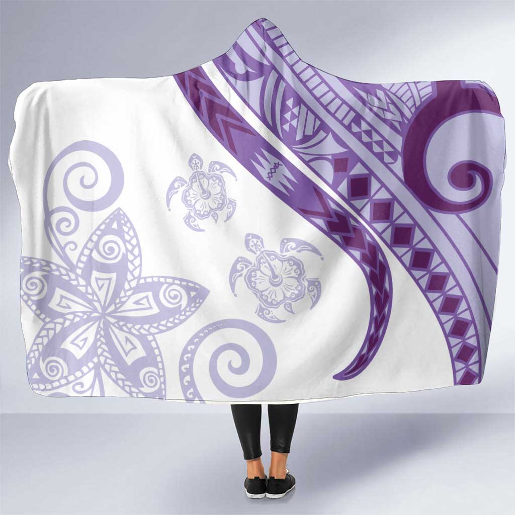 Purple Polynesian Tribal Turtle Floral Pattern Hooded Blanket LT05 One Size Purple - Polynesian Pride