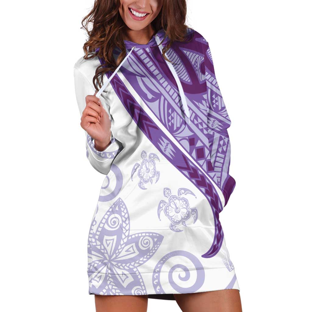 Purple Polynesian Tribal Turtle Floral Pattern Hoodie Dress LT05 Purple - Polynesian Pride