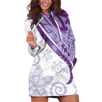 Purple Polynesian Tribal Turtle Floral Pattern Hoodie Dress LT05 Purple - Polynesian Pride