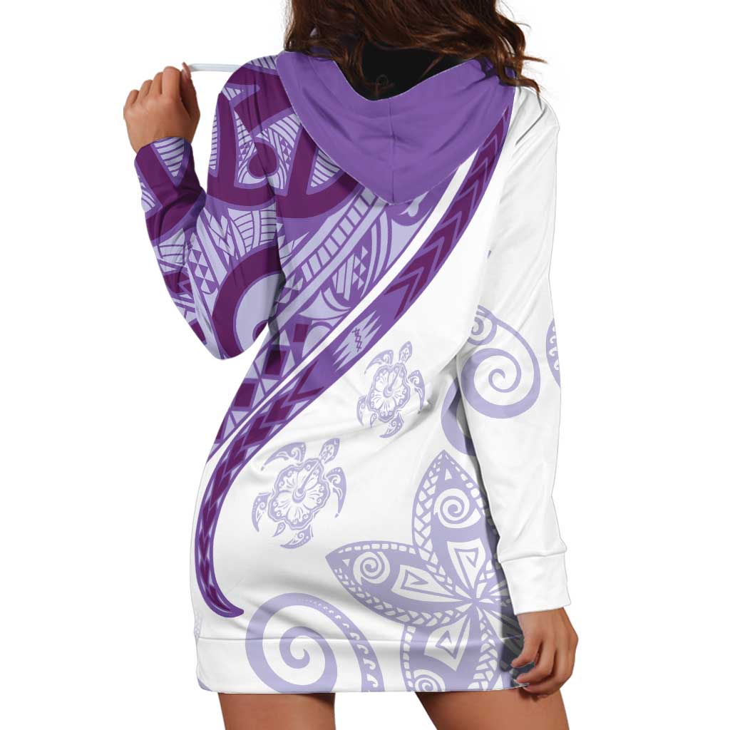 Purple Polynesian Tribal Turtle Floral Pattern Hoodie Dress LT05 - Polynesian Pride