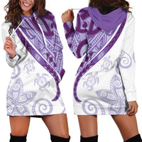 Purple Polynesian Tribal Turtle Floral Pattern Hoodie Dress LT05 - Polynesian Pride