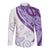 Purple Polynesian Tribal Turtle Floral Pattern Long Sleeve Button Shirt