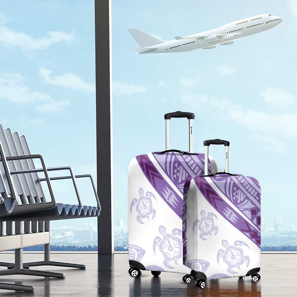 Purple Polynesian Tribal Turtle Floral Pattern Luggage Cover LT05 - Polynesian Pride