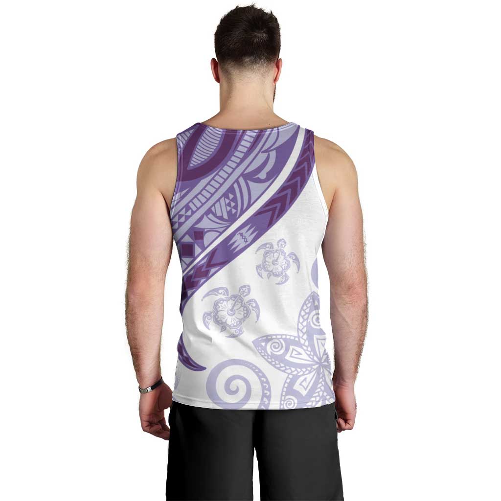 Purple Polynesian Tribal Turtle Floral Pattern Men Tank Top