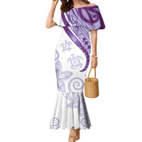 Purple Polynesian Tribal Turtle Floral Pattern Mermaid Dress LT05 Women Purple - Polynesian Pride