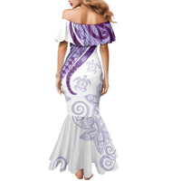 Purple Polynesian Tribal Turtle Floral Pattern Mermaid Dress LT05 - Polynesian Pride
