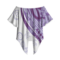 Purple Polynesian Tribal Turtle Floral Pattern Off Shoulder Wrap Waist Top LT05 Purple - Polynesian Pride