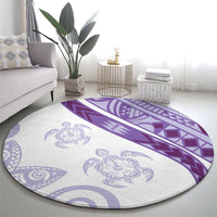 Purple Polynesian Tribal Turtle Floral Pattern Round Carpet LT05 - Polynesian Pride