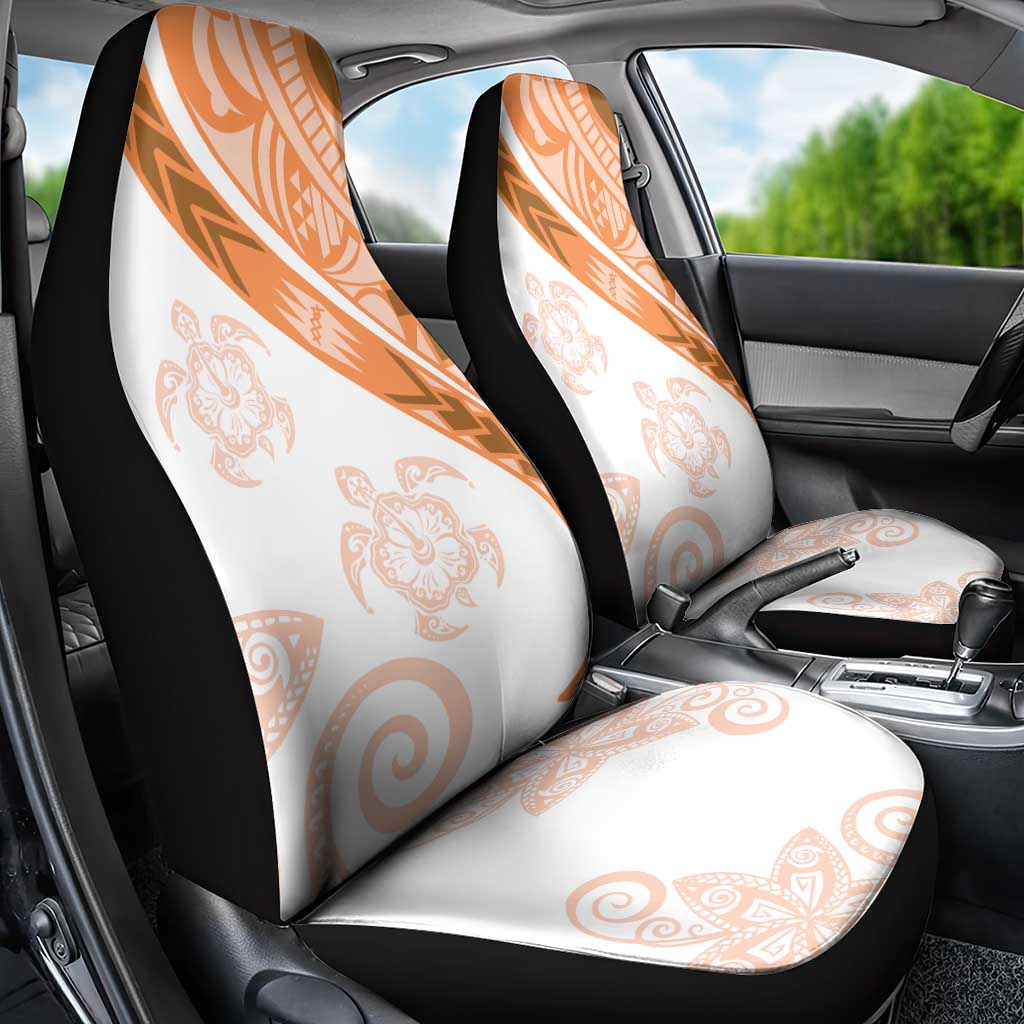 Orange Polynesian Tribal Turtle Floral Pattern Car Seat Cover LT05 - Polynesian Pride