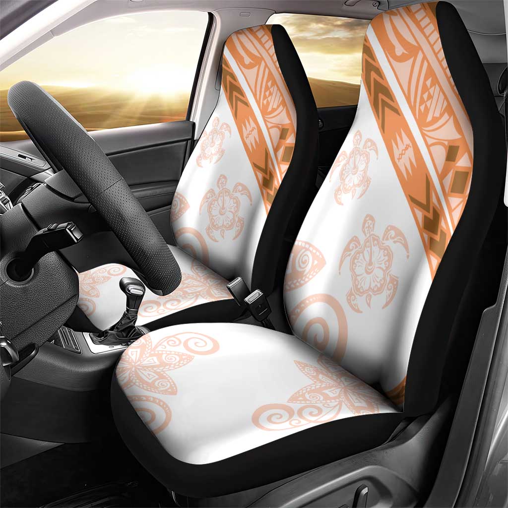Orange Polynesian Tribal Turtle Floral Pattern Car Seat Cover LT05 - Polynesian Pride