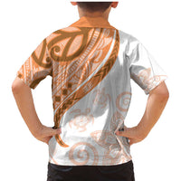Orange Polynesian Tribal Turtle Floral Pattern Family Matching Mermaid Dress and Hawaiian Shirt LT05 - Polynesian Pride