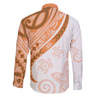 Orange Polynesian Tribal Turtle Floral Pattern Family Matching Off Shoulder Short Dress and Hawaiian Shirt LT05 - Polynesian Pride